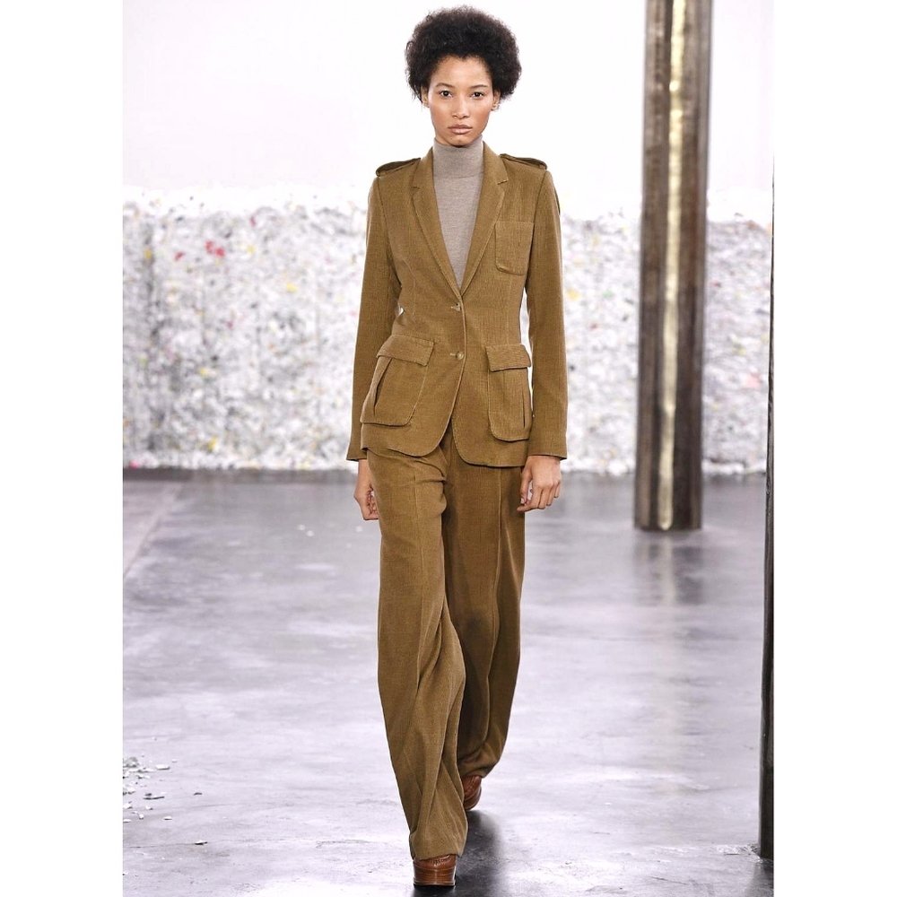 Gabriela Hearst Runway Louisa Cashmere Silk Corduroy Longline Blazer Jacket